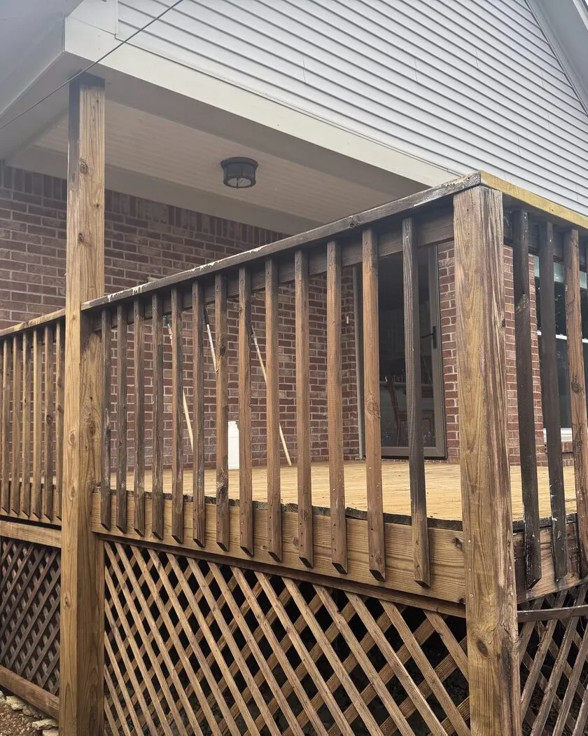 Weathered deck before restoration