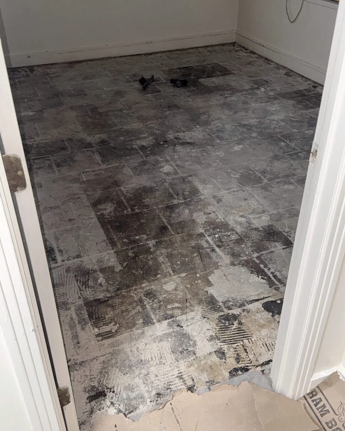Old flooring removed down to subfloor